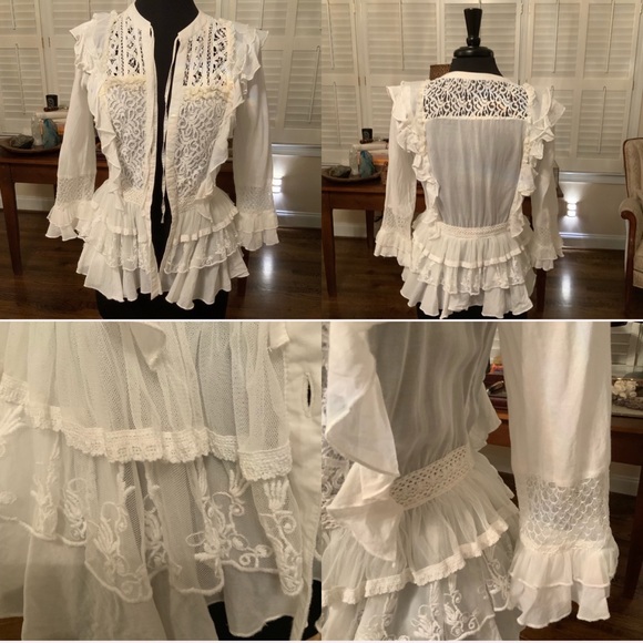 French Connection Loviest Light White Top Small - Picture 2 of 16